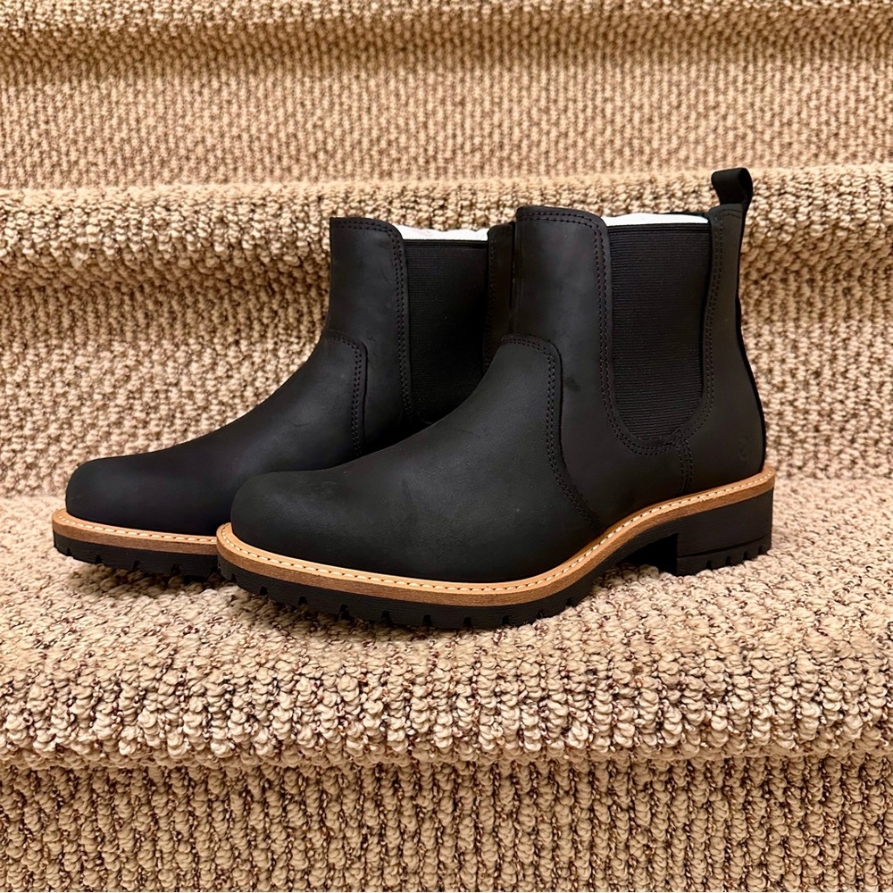 ECCO Women's Elaina Chelsea Boot Black Noir Suede Size 6-6.5 Eu 37 New In Box